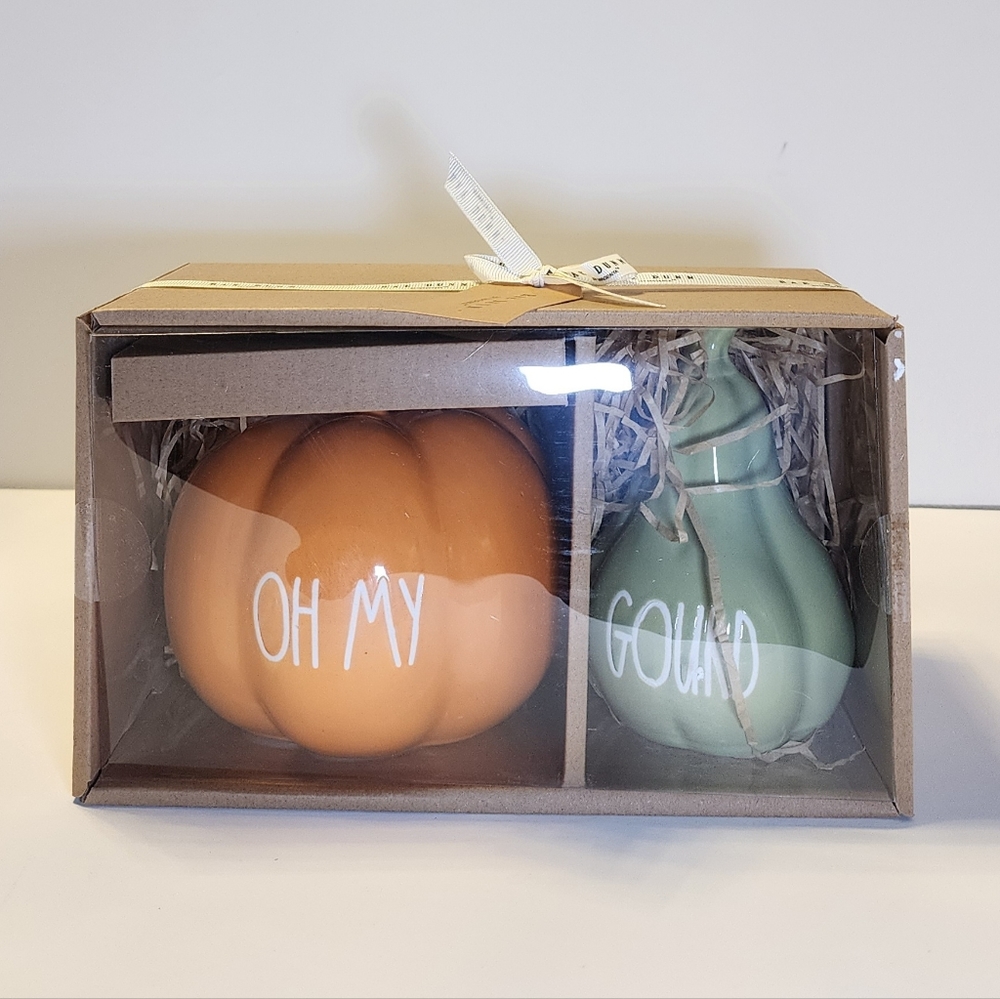Rae Dunn Fall OH MY and GOURD Ceramic Set  NIB